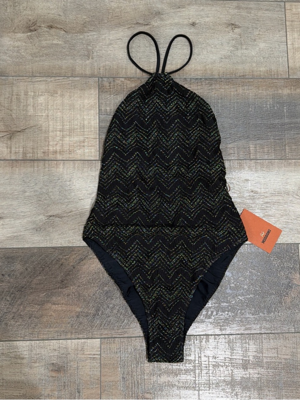 Missoni zig zag metallic crochet knit swimsuit in black NWT - Picture 3 of 6